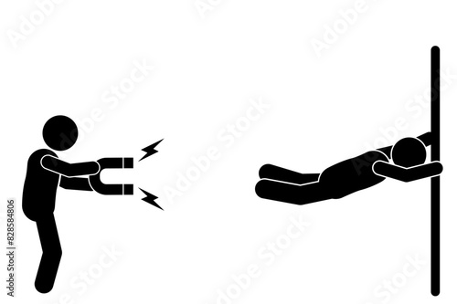vector illustration of a person holding a magnet