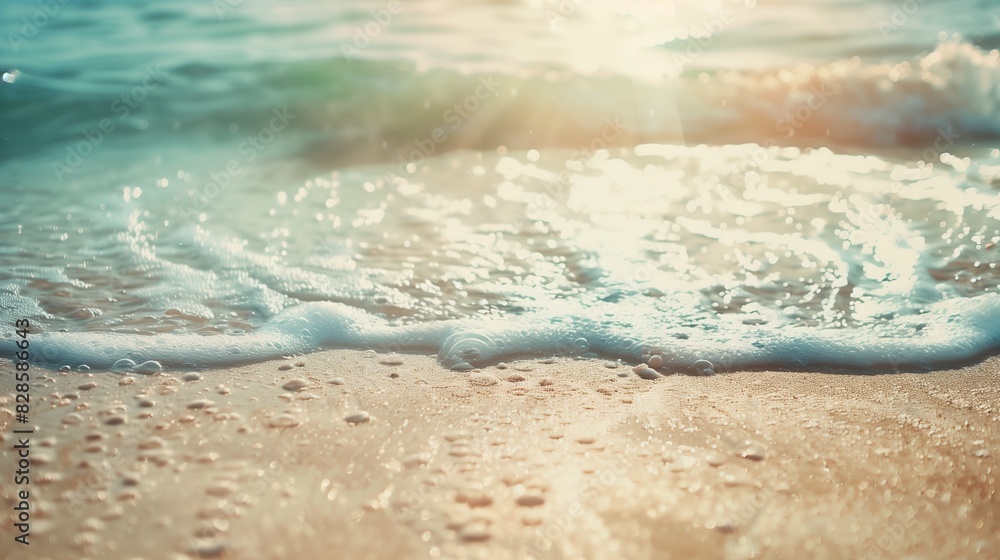 Summer beach background with soft sand and gentle ocean waves Summer beach background with soft sand and gentle ocean waves