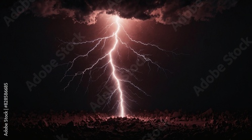 Maroon fantasy lightning on black background.