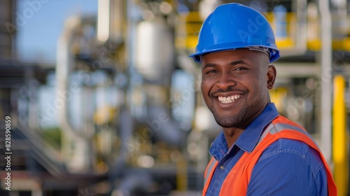 The smiling industrial worker photo