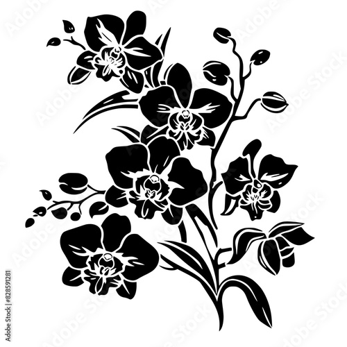orchid silhouette, orchid svg, orchid png, orchid illustration, orchid, silhouette flower, floral svg, herb svg, flower illustration, flower, floral, vector, nature, illustration, spring, design, patt