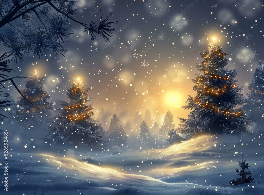 Christmas trees in a snowy forest Christmas trees in a snowy forest