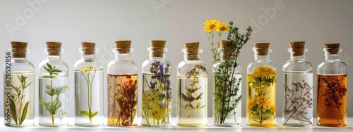 tinctures from medicinal herbs and flowers. selective focus photo