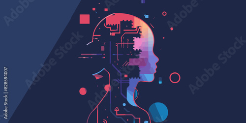 concept of ai brain in futuristic color palette, abstract
