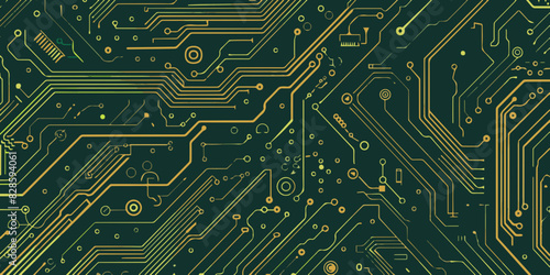 bright yellow green printed electronic circuit board