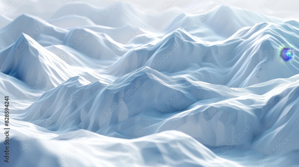 Fototapeta premium Abstract depiction of snowy mountain peaks, offering a serene and tranquil winter landscape with smooth, soft light accentuations.