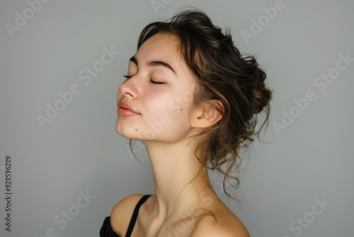 Wallpaper Mural A close up of a woman's face with her eyes closed looking to a side Torontodigital.ca