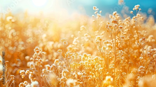 close up of a buckwheat field. Selective focus photo