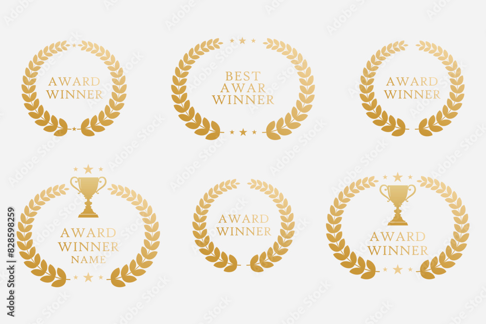 A vector of gold collection of golden laurel wreath vectors. Elegant laurel wreath designs, reminiscent of Greek and Roman traditions, featuring olive wreaths symbolizing honor and achievements. A vector of gold collection of golden laurel wreath vectors. Elegant laurel wreath designs, reminiscent of Greek and Roman traditions, featuring olive wreaths symbolizing honor and achievements.