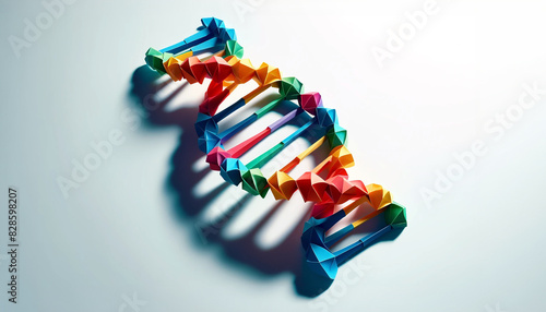 Colorful Origami DNA Double Helix model: Vibrant Paper Art of Genetic 3D Structure