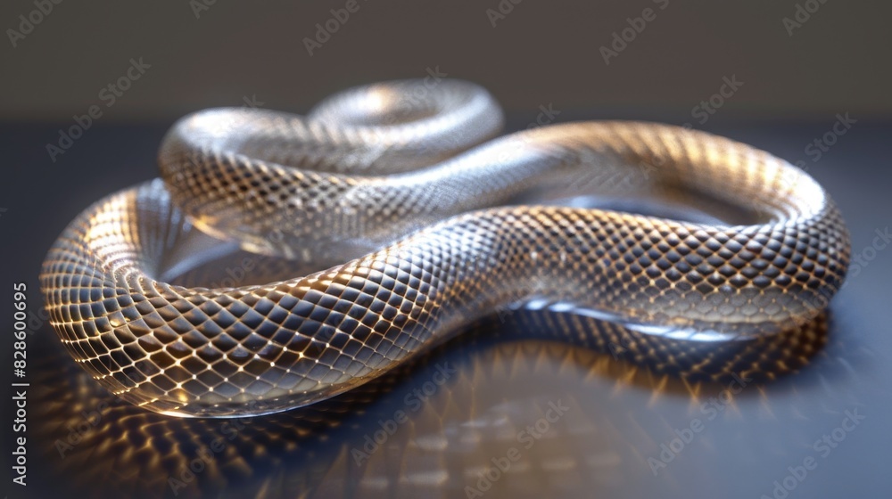 Fototapeta premium Serpent's Illusion - Mesmerizing Snake Shadows in Dynamic 4K HD Wallpaper. AI-Generated Background.Using light and shadow effects, through the processing of light and shadow, create the illusion of a 