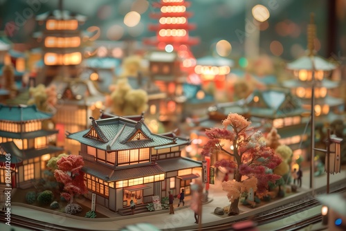 Illuminated Miniature Town Creating a Festive Atmosphere