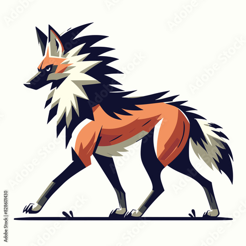 Majestic Maned Wolf, a Carnivorous Mammal Native to Brazil, Captured in Detailed Cartoon Style - Wildlife Art