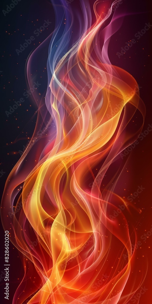Fototapeta premium Colorful abstract fire flames vertical wavy background