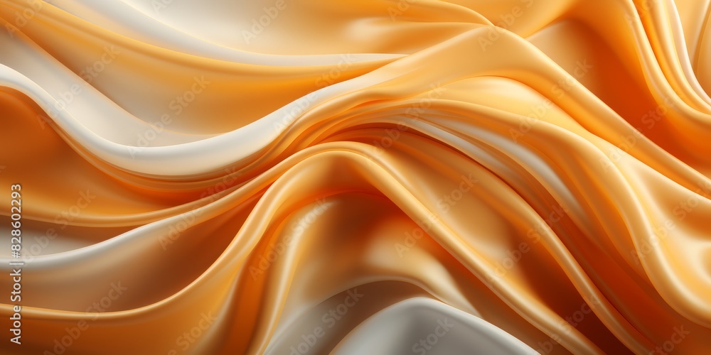 Fototapeta premium Close-up of golden silk fabric with beautiful shimmery texture and smooth folds, perfect for luxury themes. High quality photo
