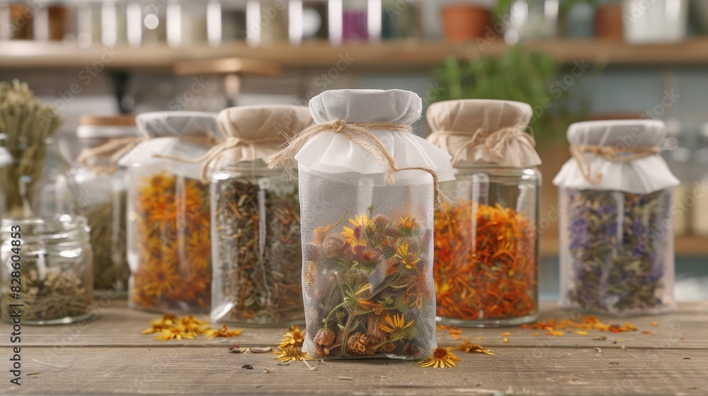 dried medicinal herbs and flowers on the table dried medicinal herbs and flowers on the table