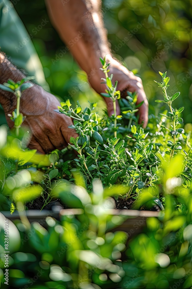 Obraz premium a man harvests a fragrant crop. selective focus