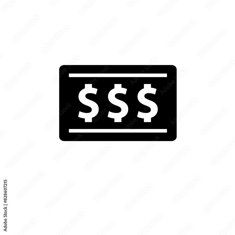 Dollars on Slot Machine Solid Flat Vector Icon Isolated on White Background. Dollars on Slot Machine Solid Flat Vector Icon Isolated on White Background.