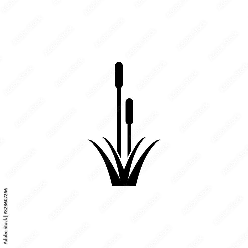 Obraz premium Reed, Cattail, Cane Solid Flat Vector Icon Isolated on White Background.