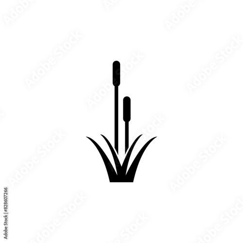 Reed, Cattail, Cane Solid Flat Vector Icon Isolated on White Background.