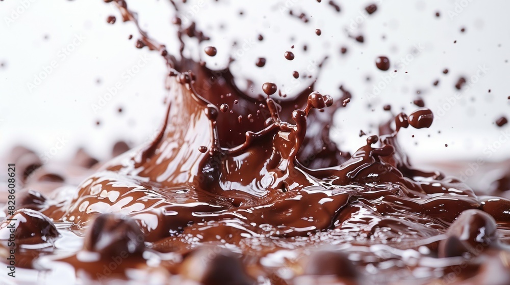 Fototapeta premium Close up shot of chocolate splashing into water