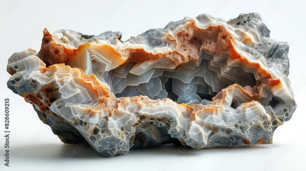 Obraz premium A single rock resting on a plain white surface, contrasting with the stark background