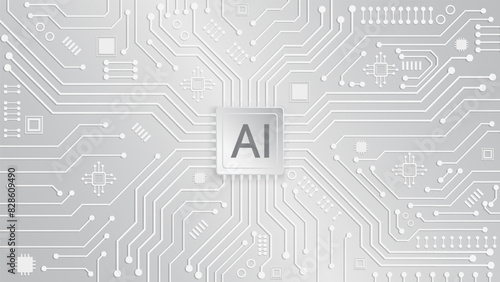 Artificial intelligence technology CPU chipset with print circuit board, Technology concept design, Machine learning. Vector illustration for banner and web template. Abstract background.