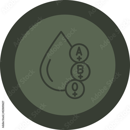 Blood Types Line Green Circle Icon