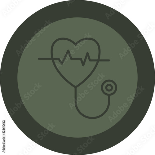 Cardiology Line Green Circle Icon