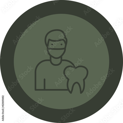 Dentist Line Green Circle Icon