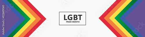 LGBTQ Pride Month poster design banner background. Pride symbol on rainbow flags. Lesbian Gay Bisexual Transgender. Human rights and tolerance. Element for social post, banner. Vector Illustration.