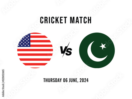 United states VS Pakistan, Cricket Match concept with creative illustration of participant countries flag isolated with white background. Cricket Match or Head to Head Template USA VS PAKISTAN.