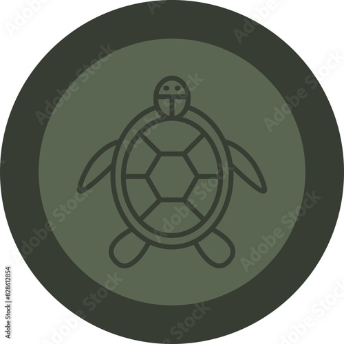 Turtle Line Green Circle Icon