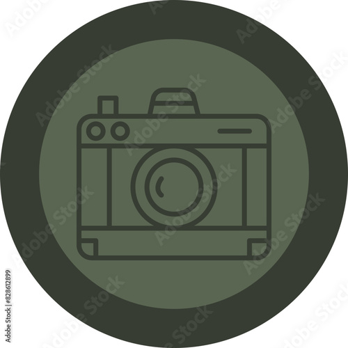 Camera Line Green Circle Icon