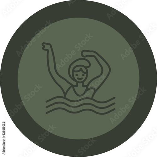 Swimming Line Green Circle Icon