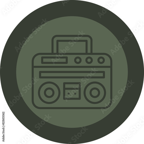 Boom Box Line Green Circle Icon