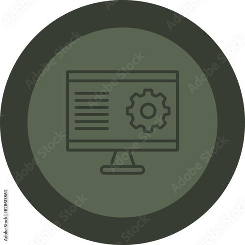 Monitoring Line Green Circle Icon