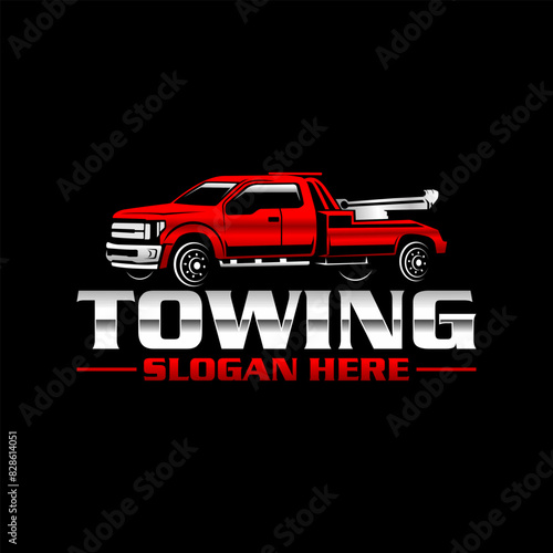towing truck service illustration logo vector template