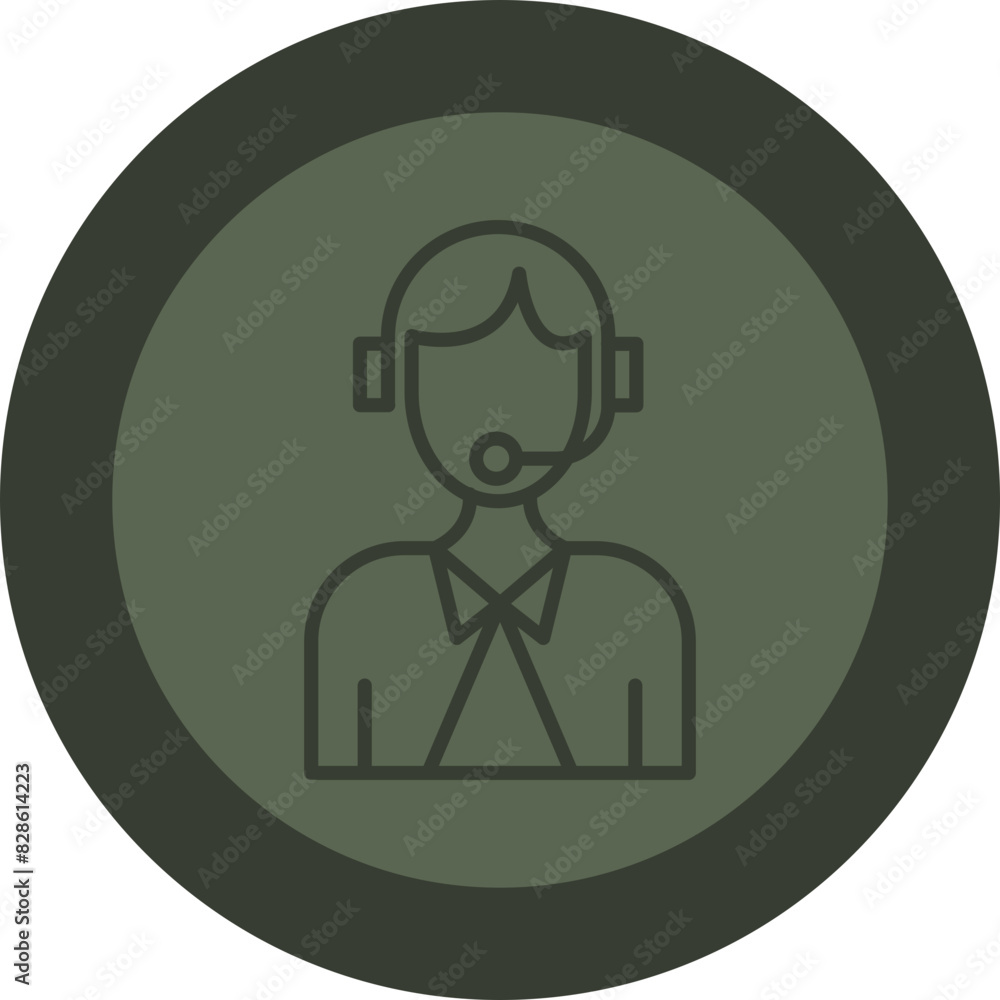 Customer Service Line Green Circle Icon Customer Service Line Green Circle Icon