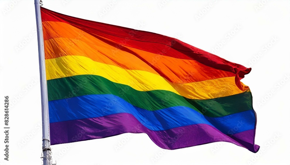 Obraz premium lgbt flag on a white background, queer lgbtq pride month, parade, june 1st, fight against homophobia and bullying, tolerance