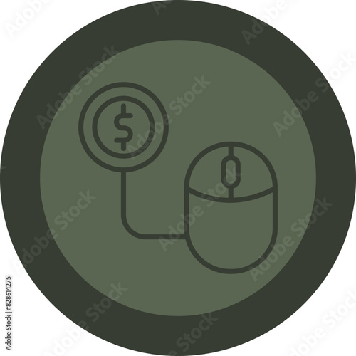 Pay Per Click Line Green Circle Icon