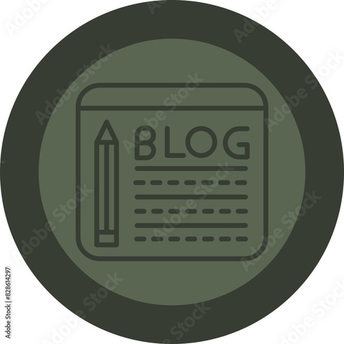 Blogging Line Green Circle Icon