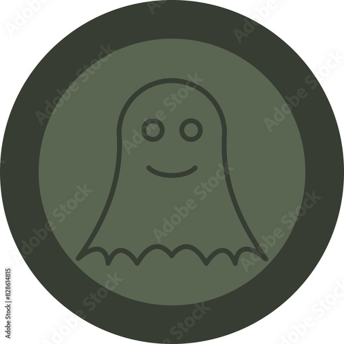 Ghost Line Green Circle Icon