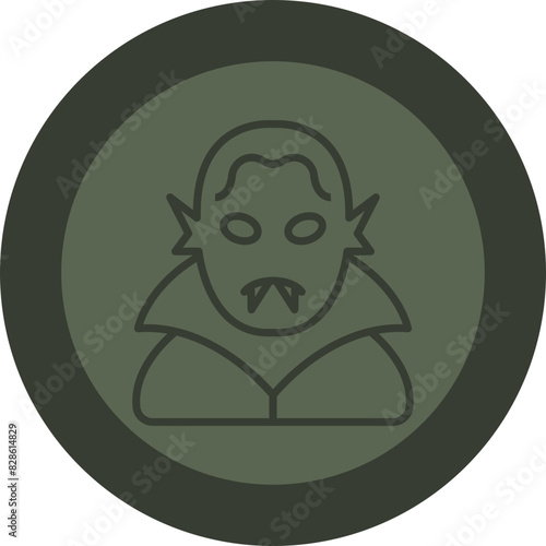 Vampire Line Green Circle Icon