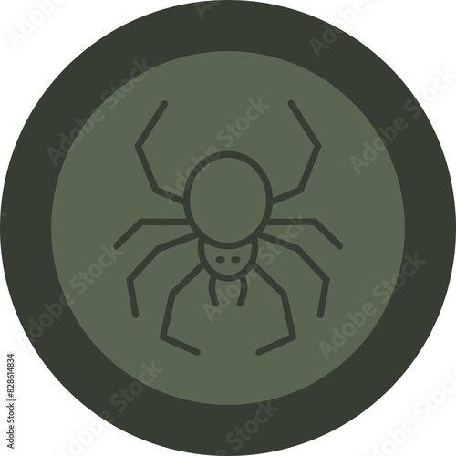 Spider Line Green Circle Icon