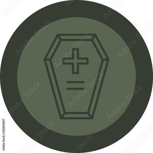 Coffin Line Green Circle Icon