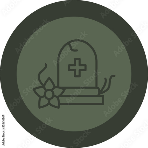 Grave Line Green Circle Icon