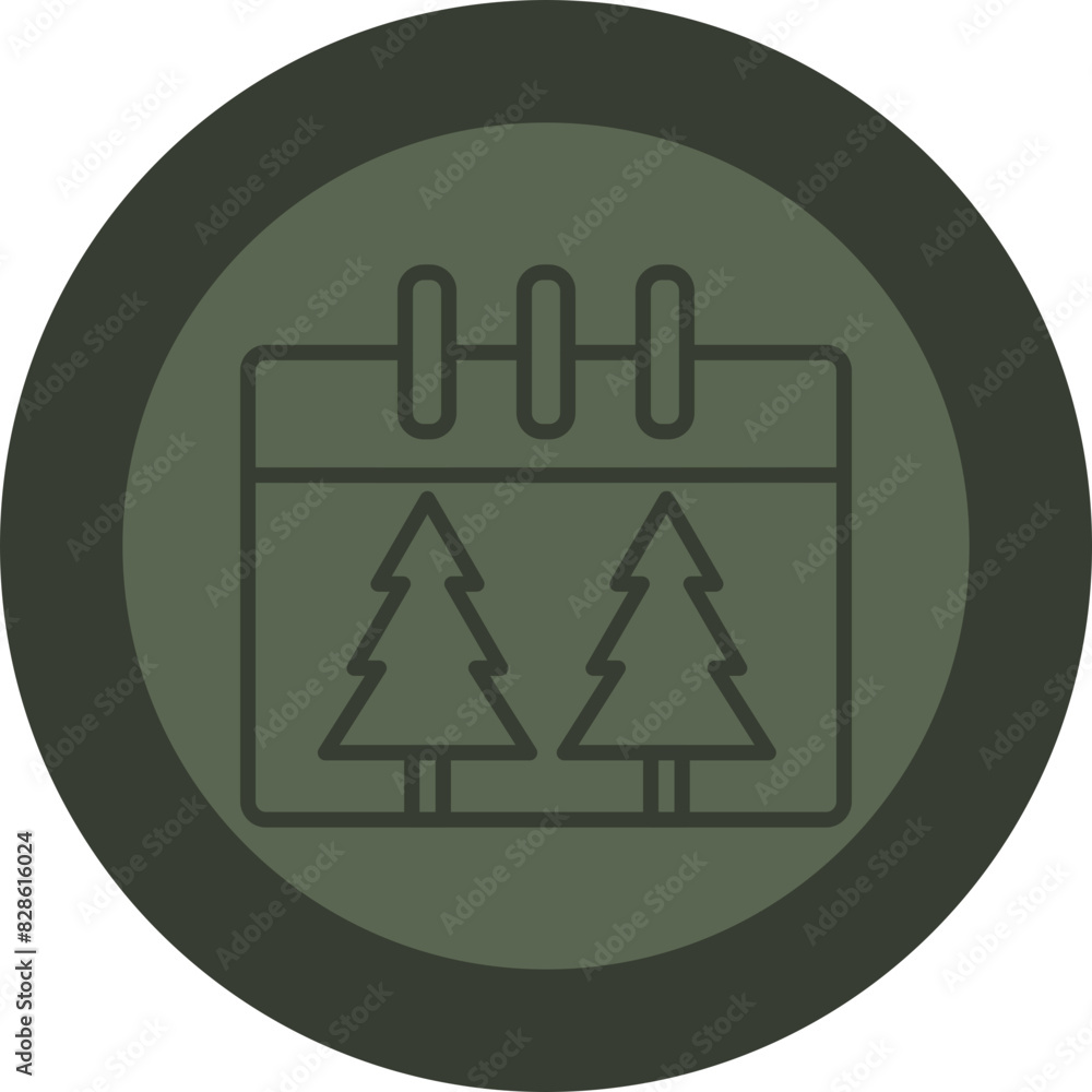 New Year Date Line Green Circle Icon New Year Date Line Green Circle Icon