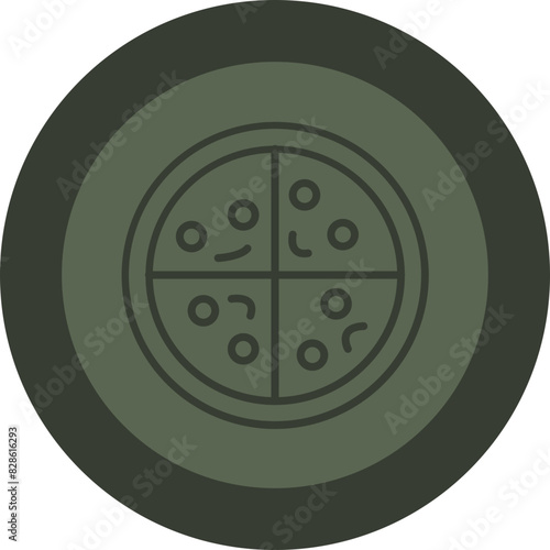Pizza Line Green Circle Icon