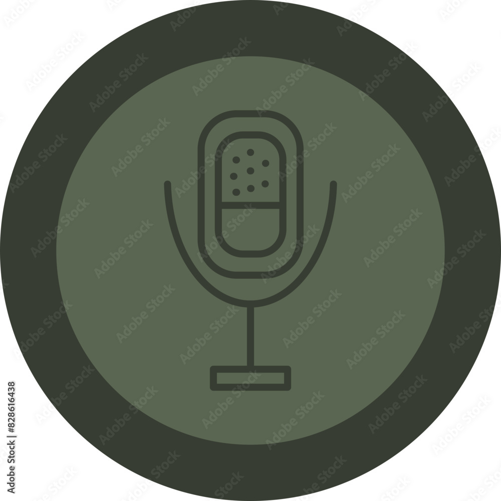 Microphone Line Green Circle Icon
